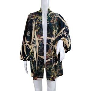 B.L.E.U. Colorful Watercolor Flyaway Open Front  Embellished Gothic Cardigan 2X